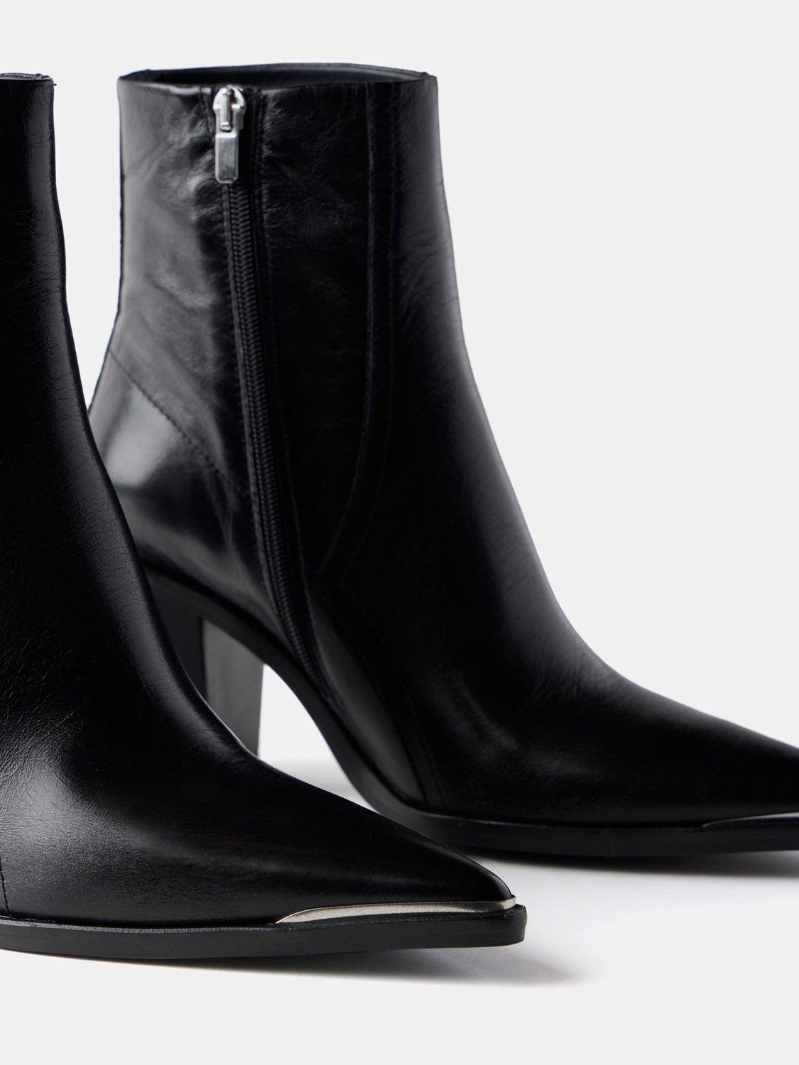 Black leather pointed boots best sale