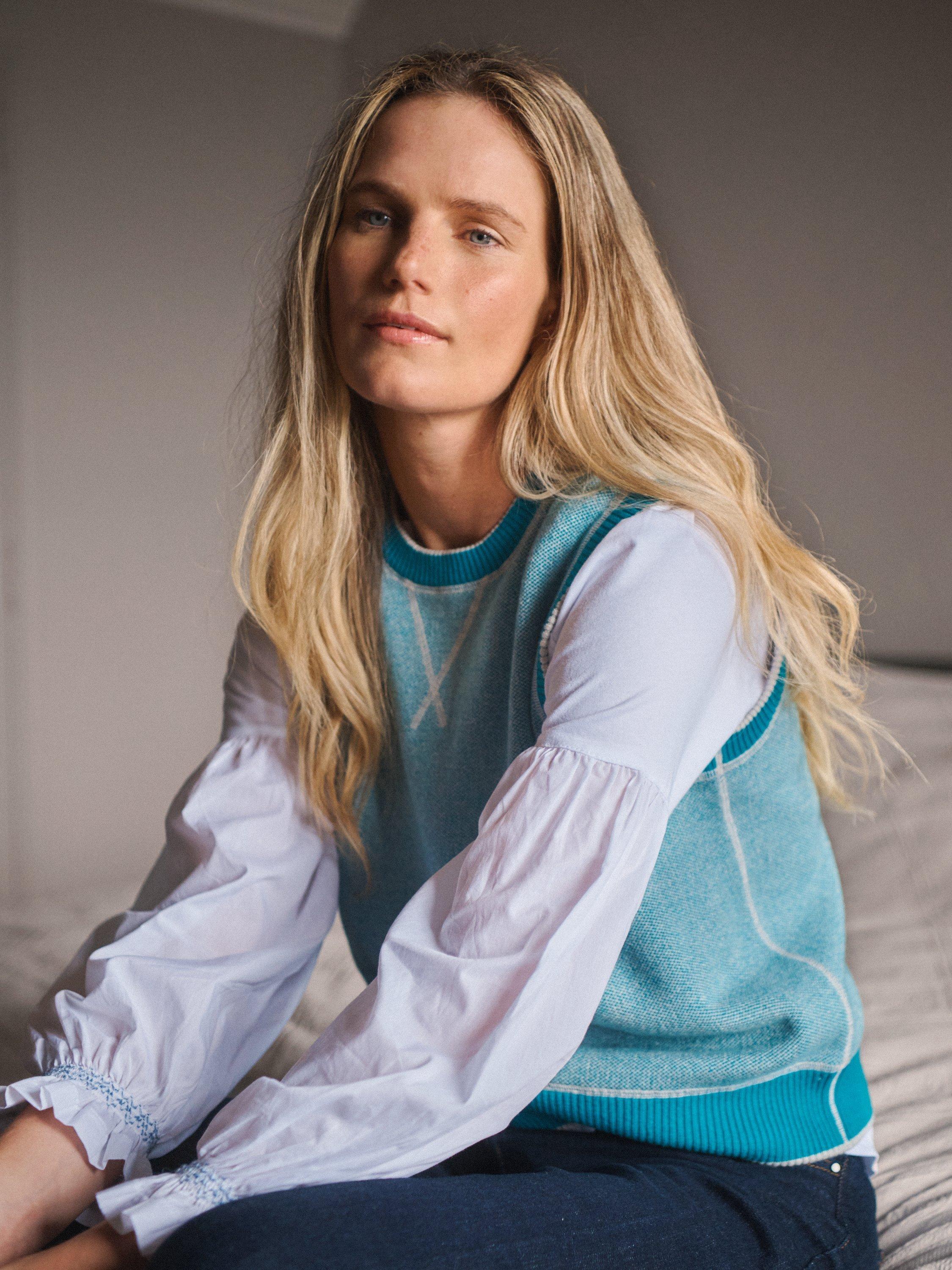 Product image 5 of 8, which shows NRBY Jodie Reversible Cashmere Blend Tank Top, Toparki Blue/Grey, S