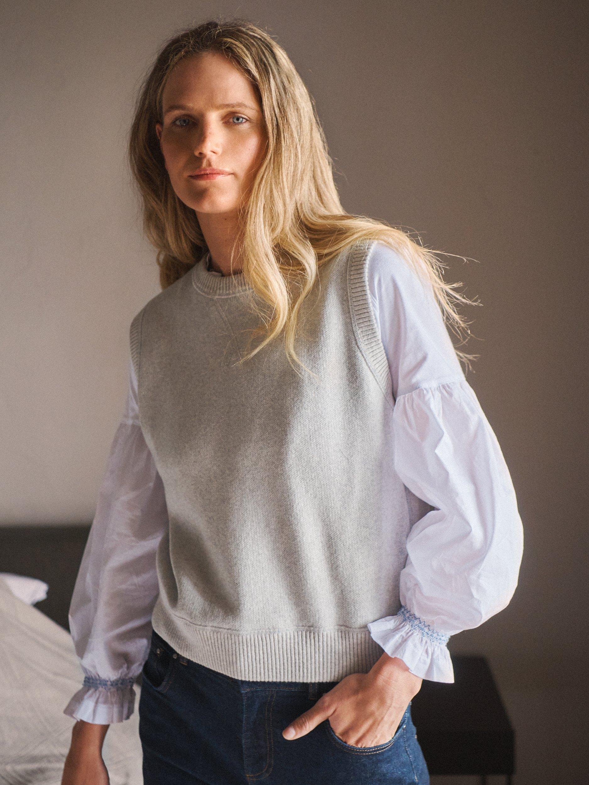 Product image 7 of 8, which shows NRBY Jodie Reversible Cashmere Blend Tank Top, Toparki Blue/Grey, S