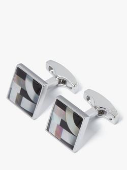 Simon Carter Bauhaus Lines Cufflinks, Silver/Multi, Silver/Multi