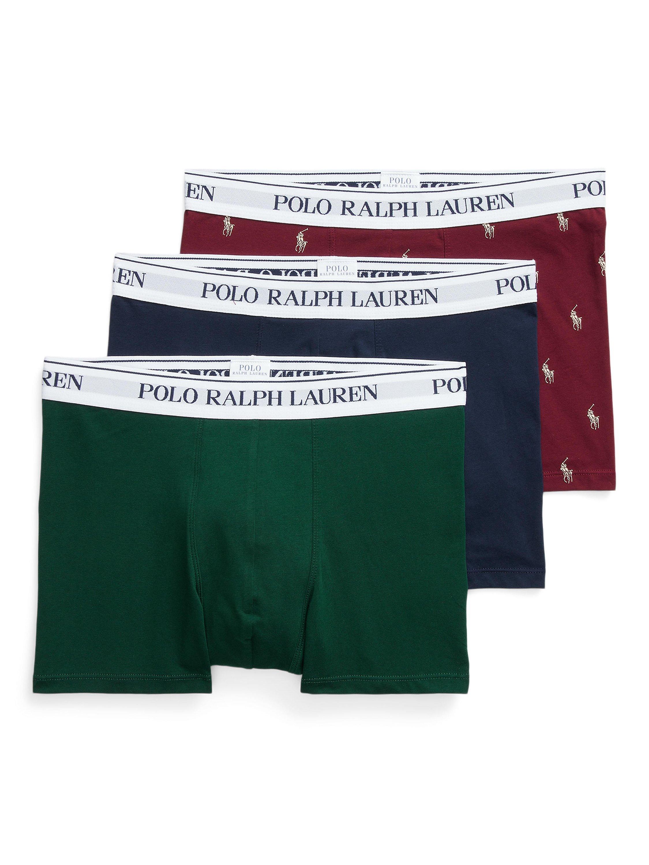 Polo Ralph Lauren Stretch Cotton Trunks Pack of 3 Red Navy Green