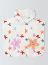 John Lewis Baby Starfish Hooded Towel Poncho, White