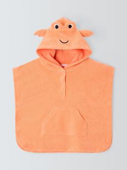 John Lewis Baby Crabbie Hooded Towel Poncho, Orange, Orange