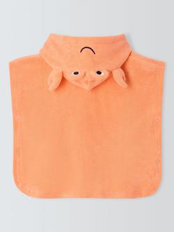 John Lewis Baby Crabbie Hooded Towel Poncho, Orange - view 2, Orange