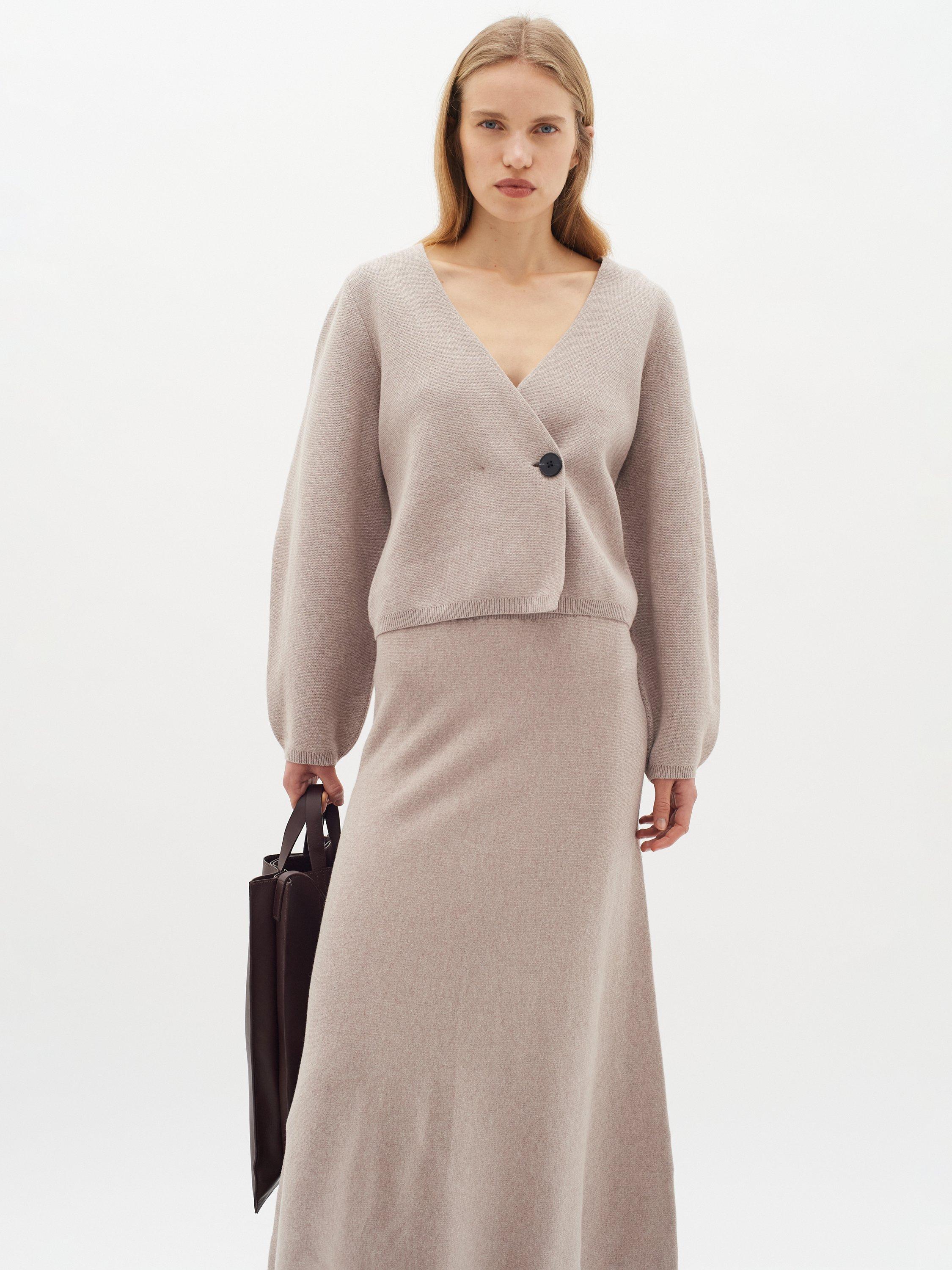 Product image 1 of 6, which shows InWear Kaylla Wrap Front Cardigan, Sandy Grey, L