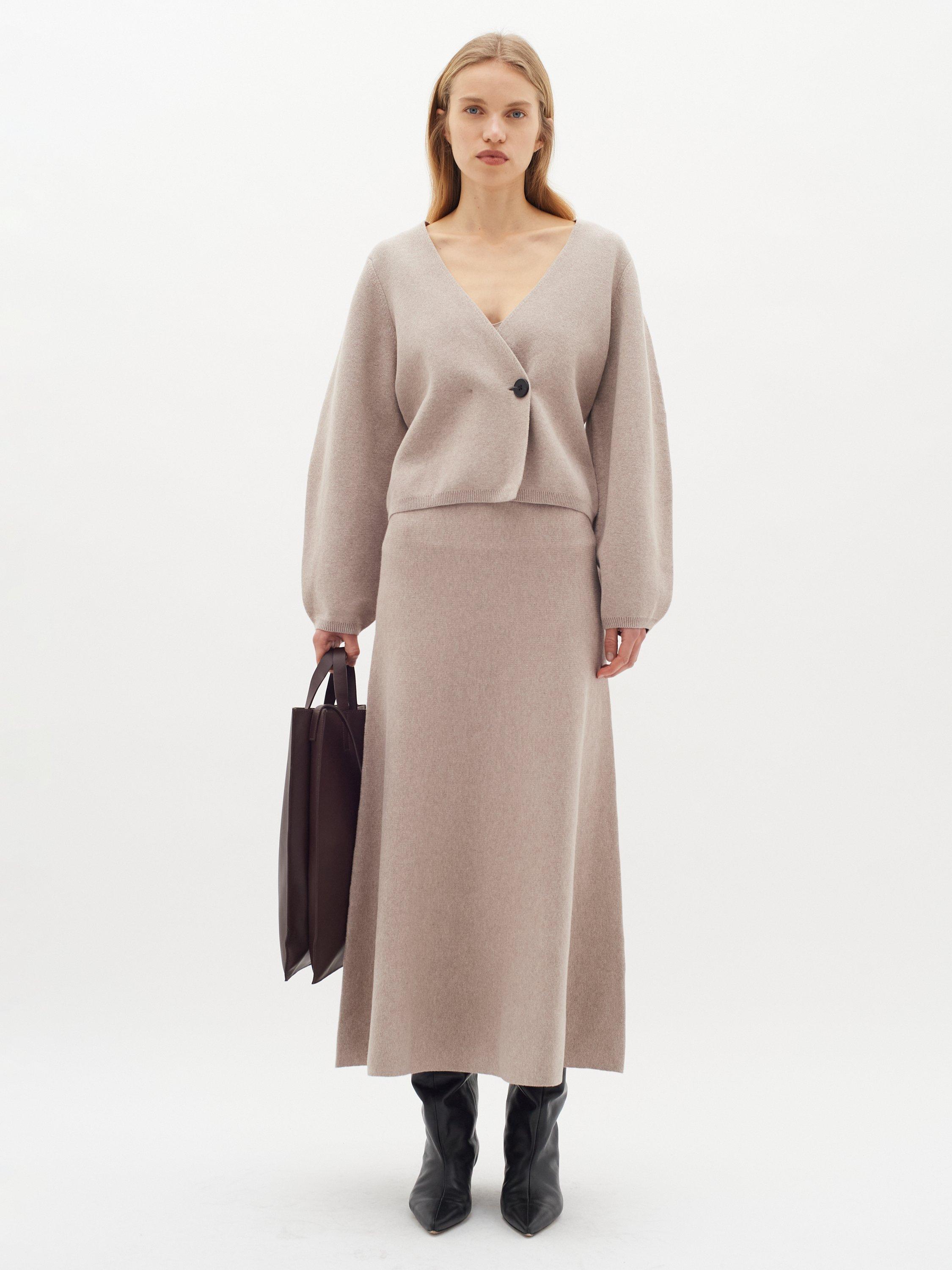 Product image 3 of 6, which shows InWear Kaylla Wrap Front Cardigan, Sandy Grey, L