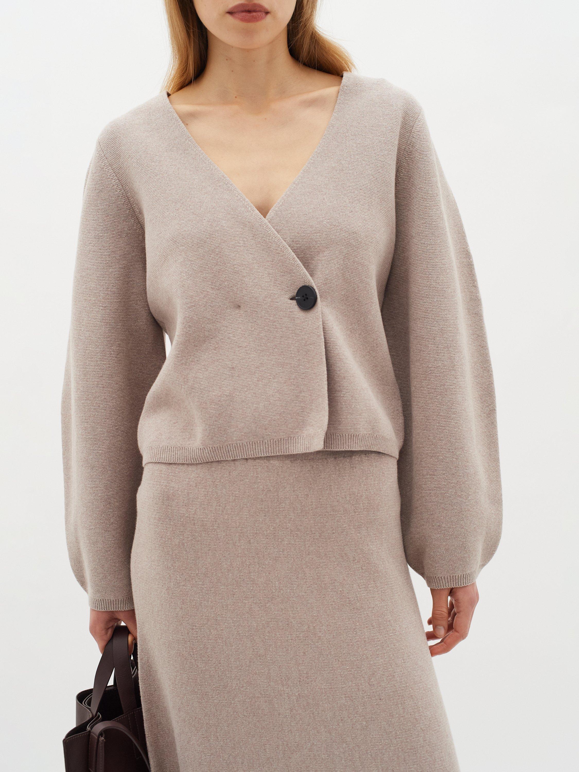 Product image 4 of 6, which shows InWear Kaylla Wrap Front Cardigan, Sandy Grey, L