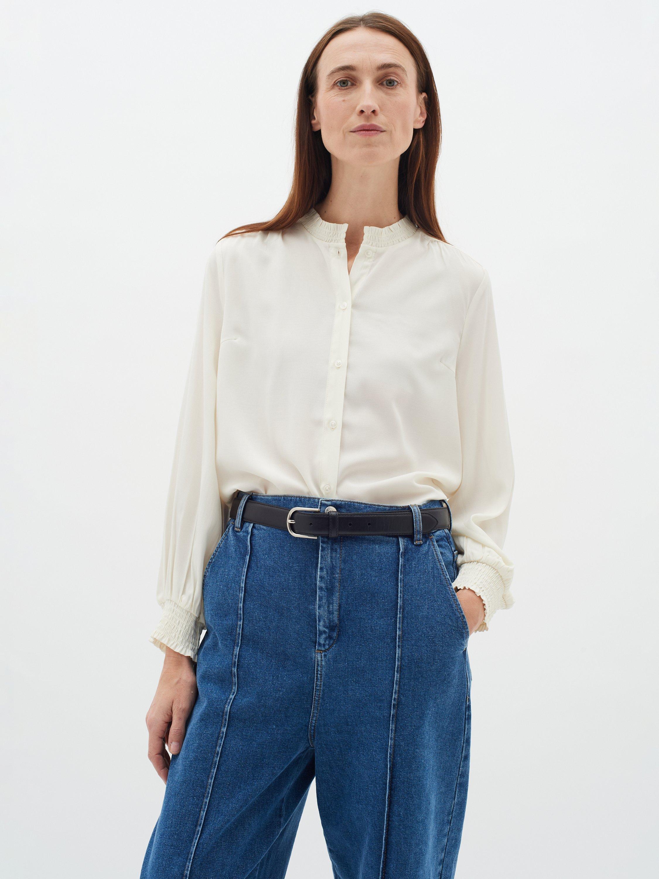 InWear Muxie Smock Collar Top, Whisper White