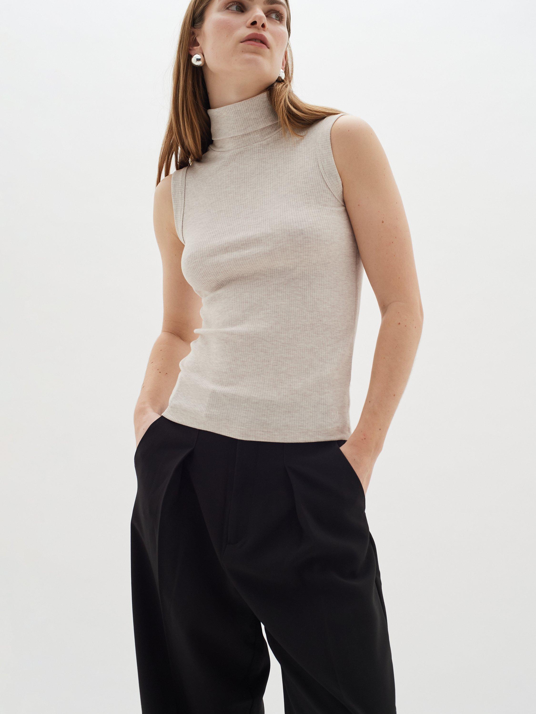 Product image 1 of 5, which shows InWear Dagna Rib Knit Top, Ecru, XS