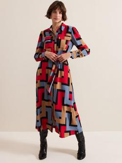 Phase Eight Amita Geometric Shirt Dress, Camel/Multi, Camel/Multi