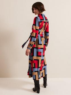 Phase Eight Amita Geometric Shirt Dress, Camel/Multi - view 2, Camel/Multi