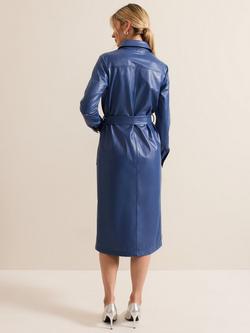 Phase Eight Dila Faux Leather Dress, Blue - view 2, Blue