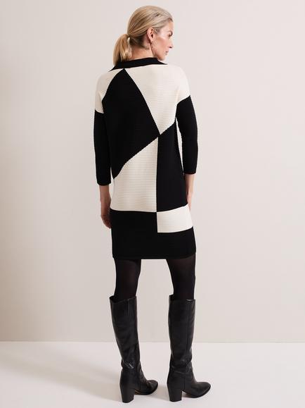 Phase Eight Hetty Tunic Dress, Black/Ivory - view 2, Black/Ivory