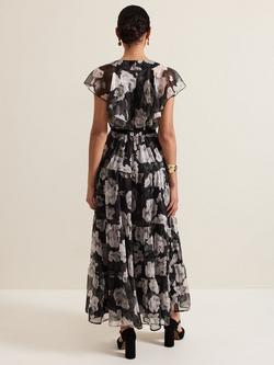 Phase Eight Jordine Floral Tiered Midaxi Dress, Multi - view 2, Multi