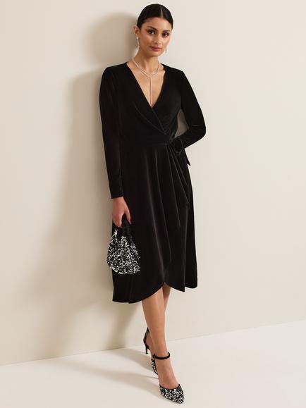 Phase Eight Julia Velvet Dress, Black, Black
