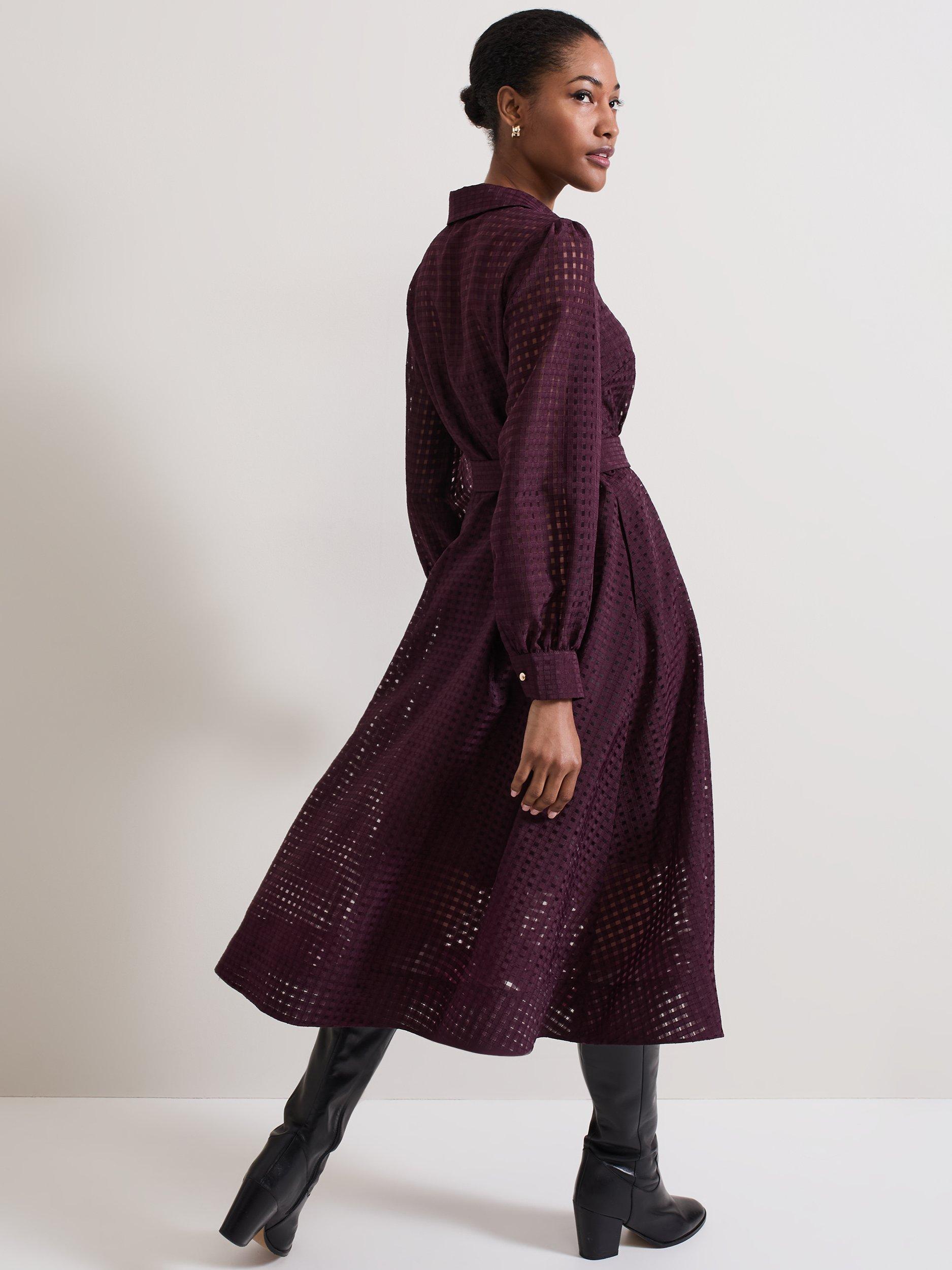 Burgundy check dress hotsell