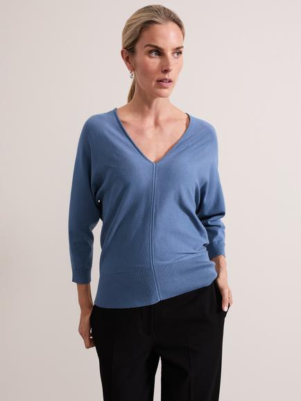Phase Eight Gina Batwing Jumper, Blue