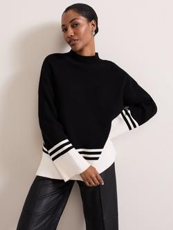 Phase Eight Kayleigh Chunky Jumper, Black/Ivory, Black/Ivory
