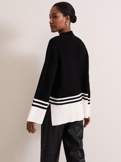 Phase Eight Kayleigh Chunky Jumper, Black/Ivory - view 2, Black/Ivory