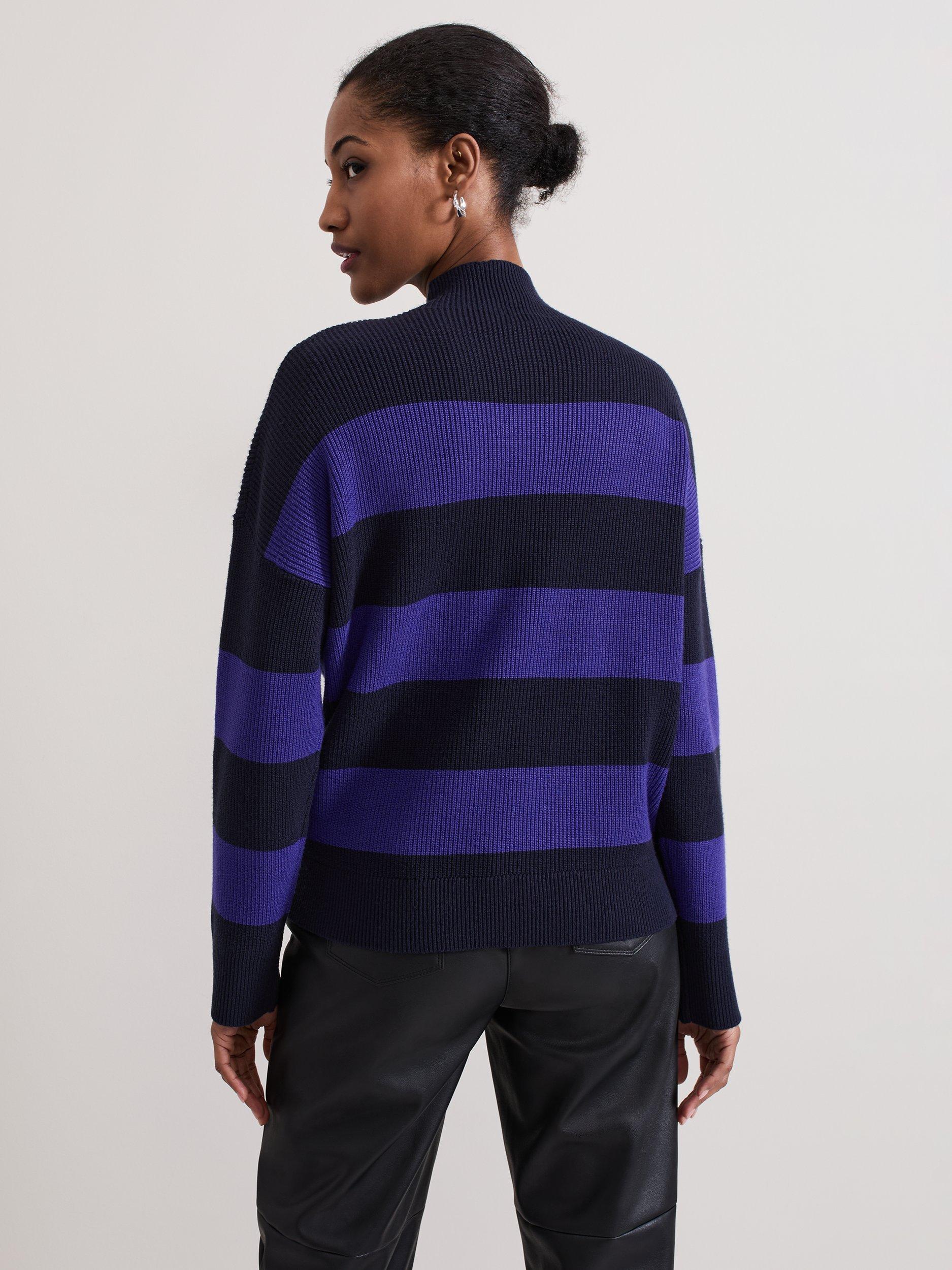 Product image 2 of 7, which shows Phase Eight Sammi Stripe Jumper, Navy, S