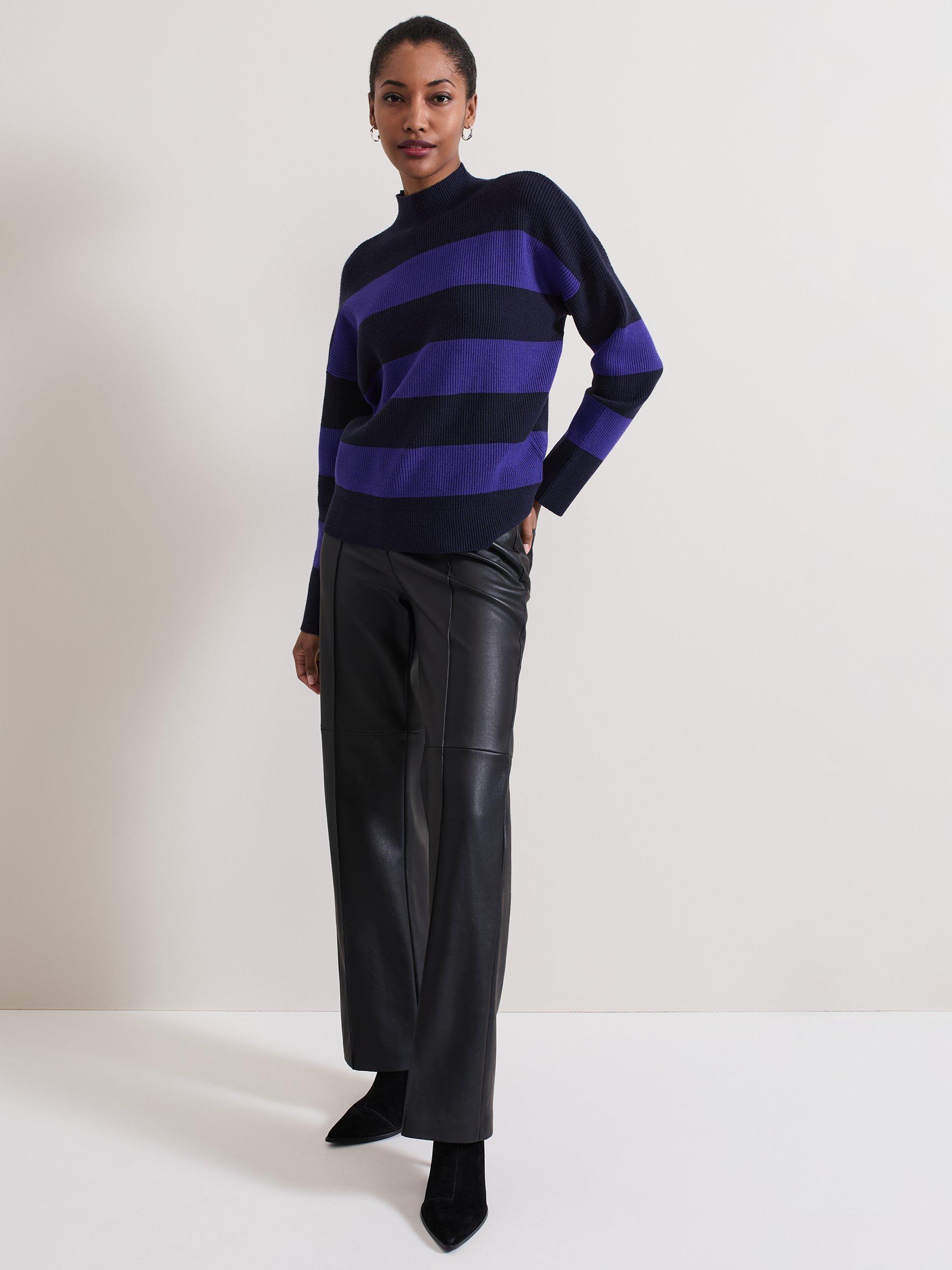 Product image 3 of 7, which shows Phase Eight Sammi Stripe Jumper, Navy, S