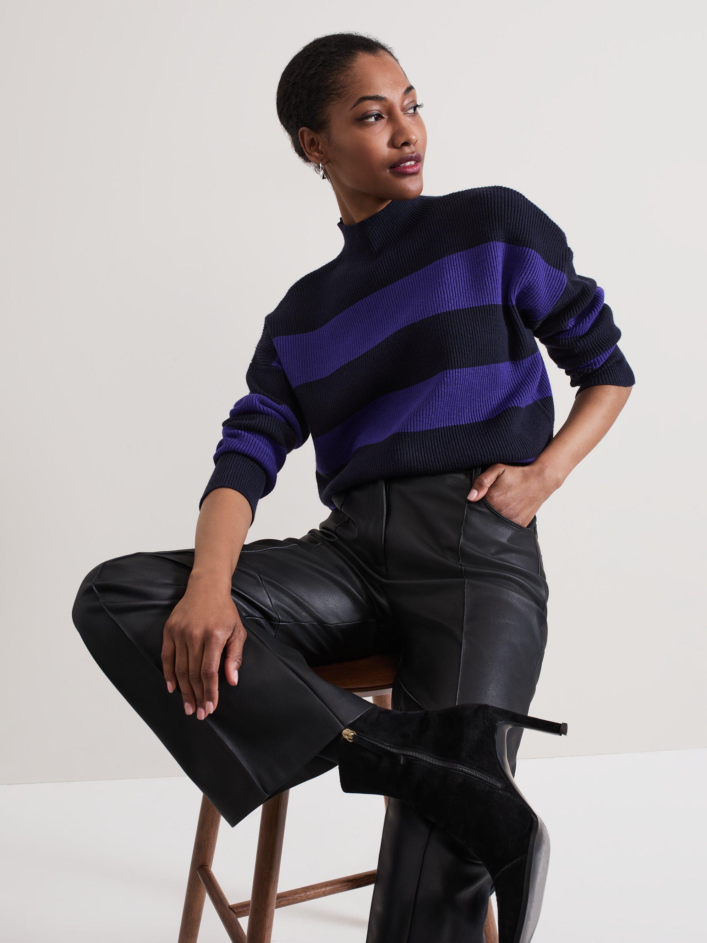 Product image 4 of 7, which shows Phase Eight Sammi Stripe Jumper, Navy, S