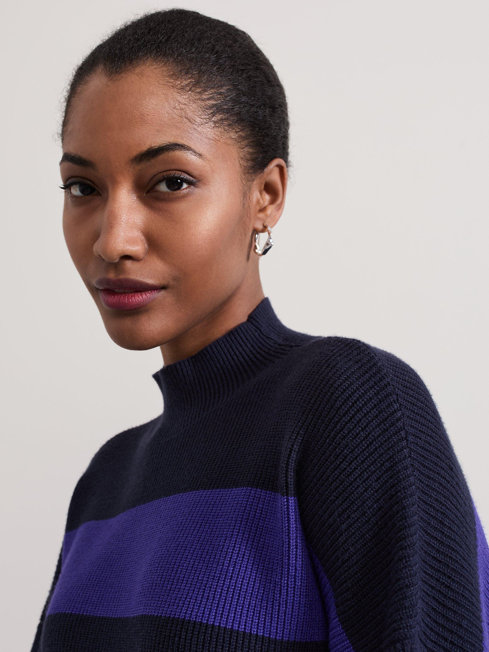 Product image 7 of 7, which shows Phase Eight Sammi Stripe Jumper, Navy, S