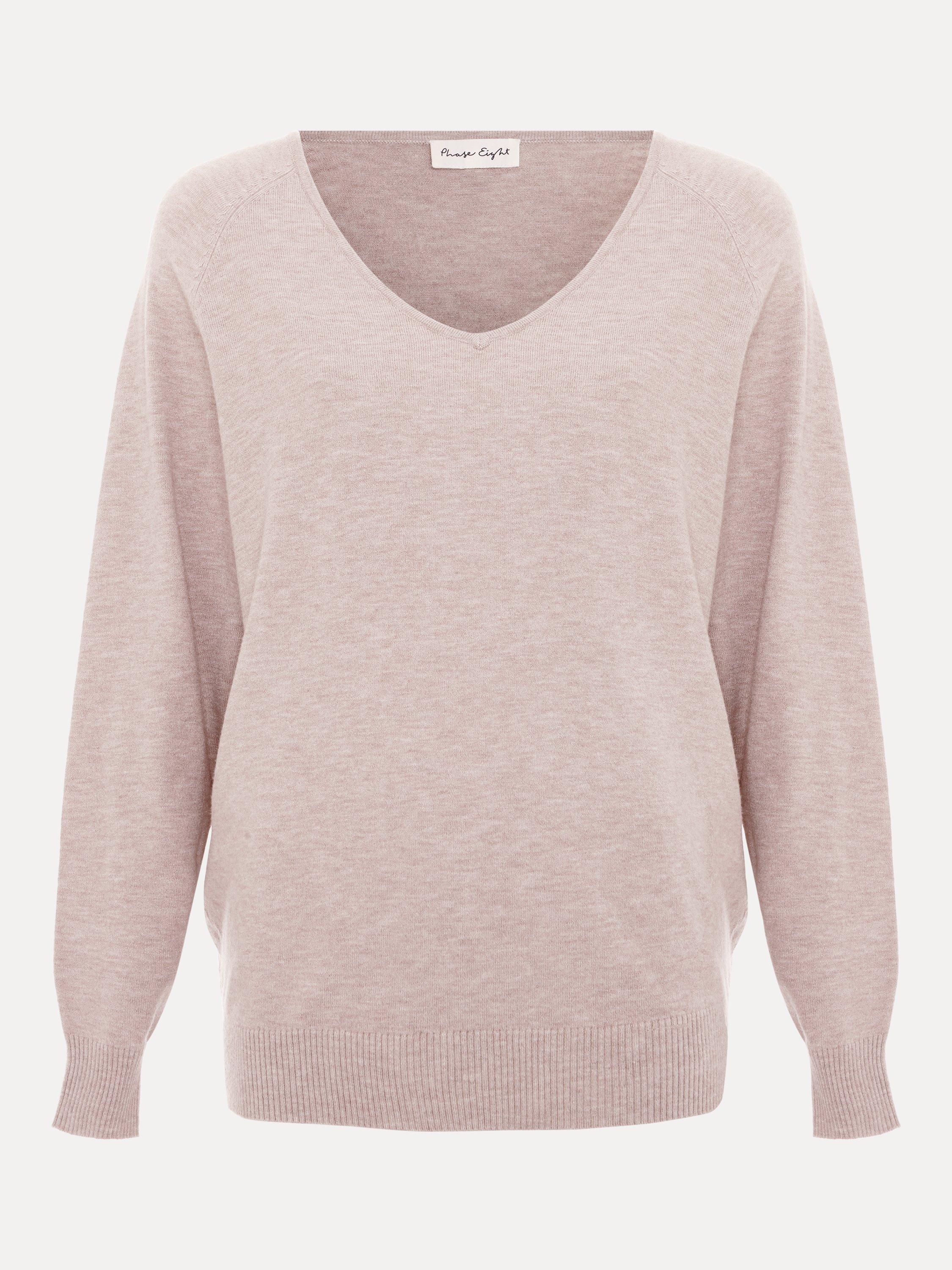 Product image 6 of 6, which shows Phase Eight Senita V-Neck Jumper, Oatmeal, XS