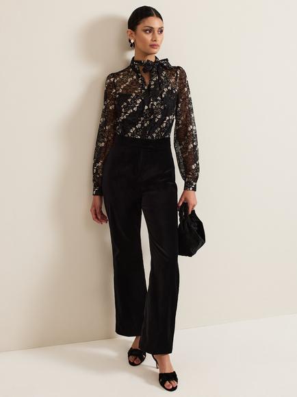 Phase Eight Morilla Lace Top Jumpsuit, Black/Multi, Black/Multi