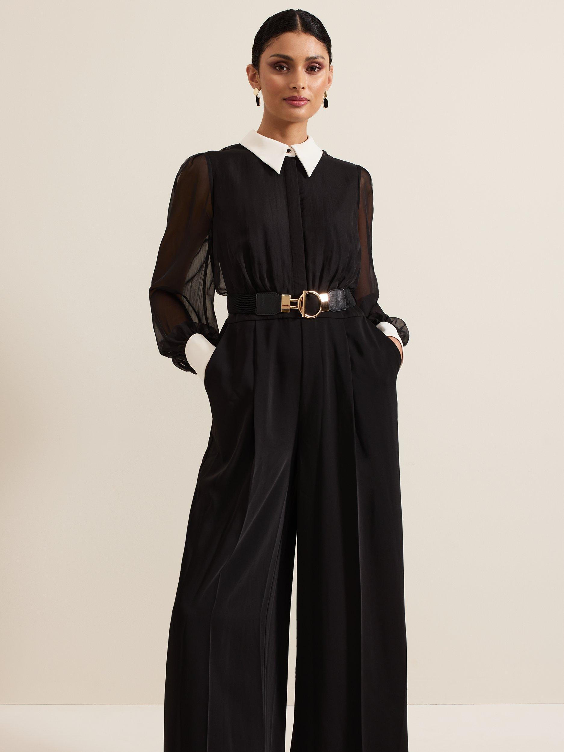 Product image 3 of 9, which shows Phase Eight Nerissa Collar Jumpsuit, Black, 10