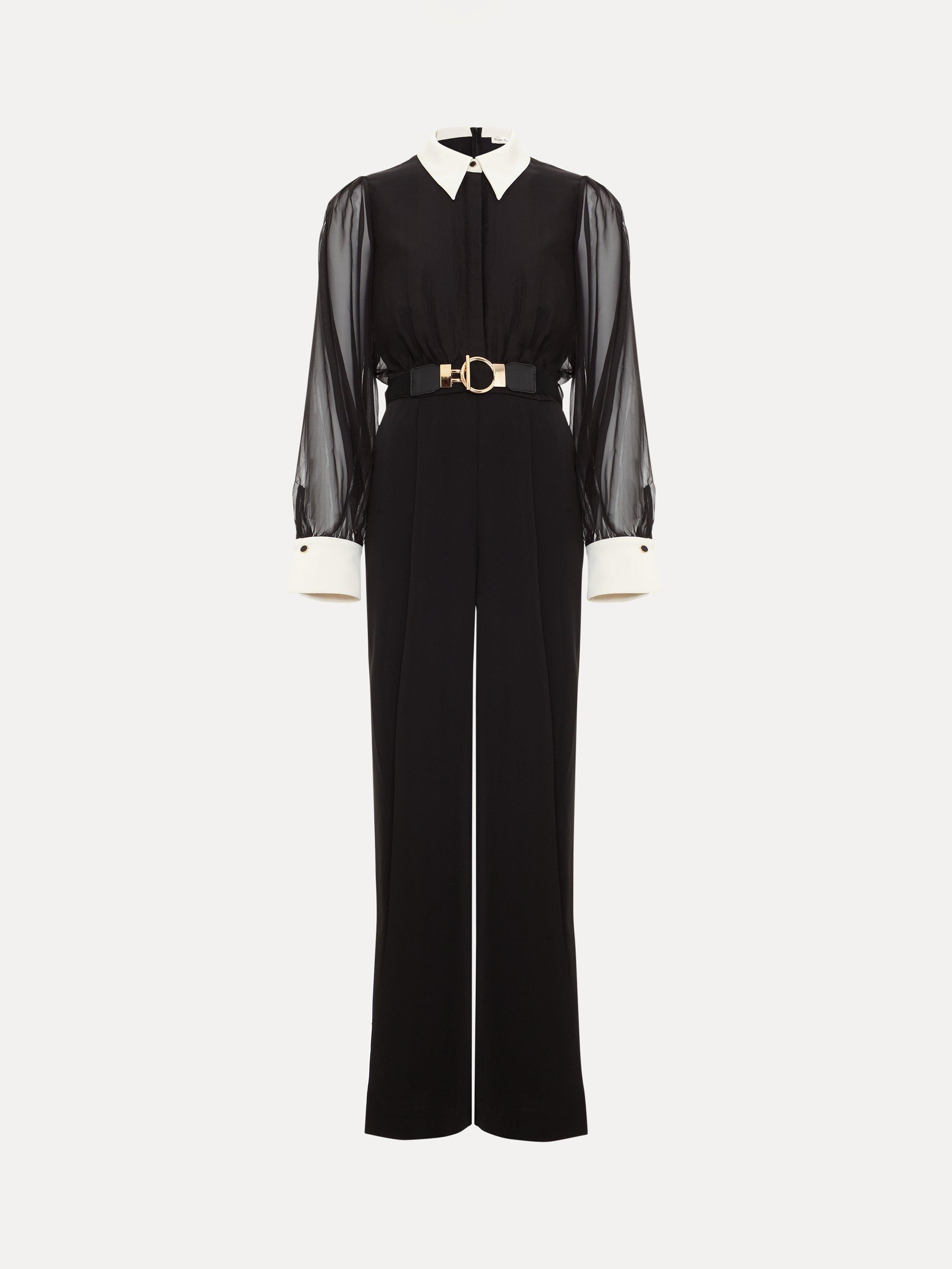 Product image 5 of 9, which shows Phase Eight Nerissa Collar Jumpsuit, Black, 10