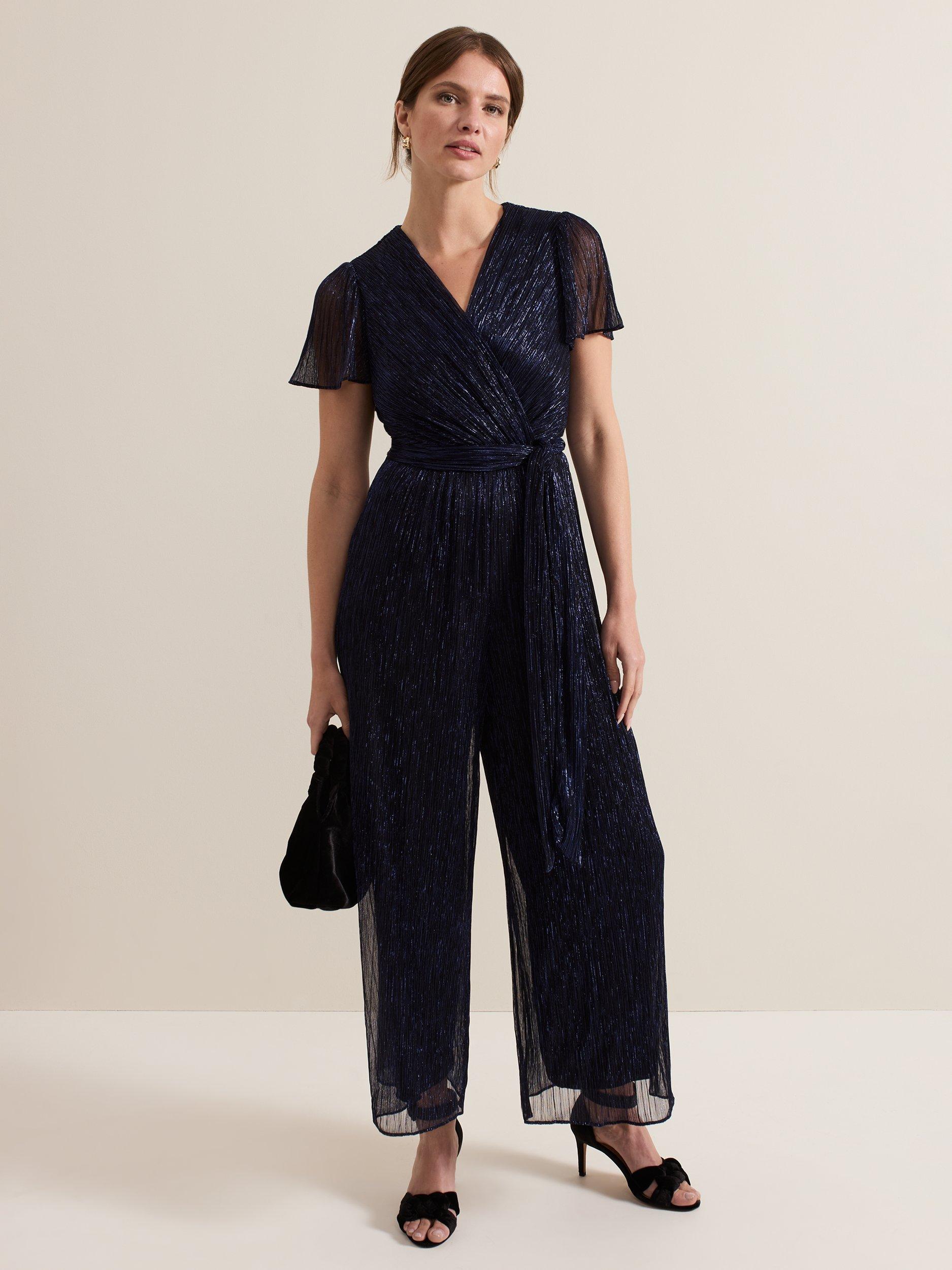 Product image 1 of 7, which shows Phase Eight Petite Stella Jumpsuit, Navy, 18