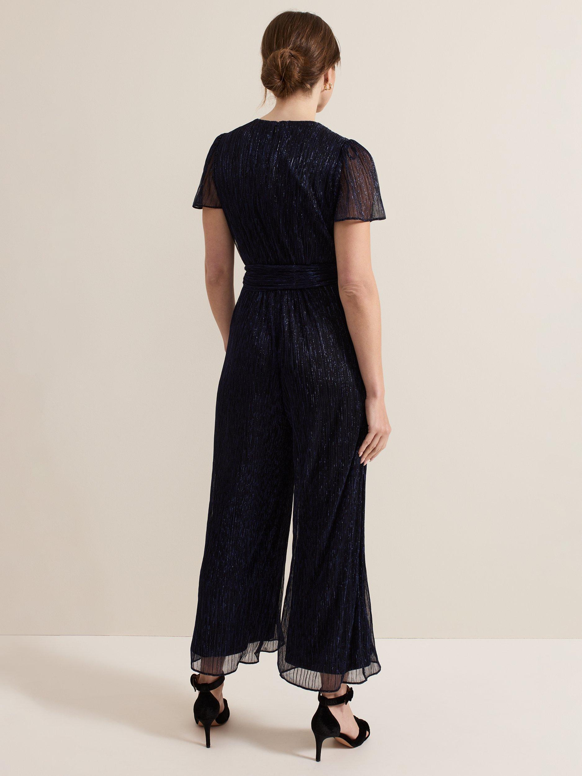Product image 2 of 7, which shows Phase Eight Petite Stella Jumpsuit, Navy, 18