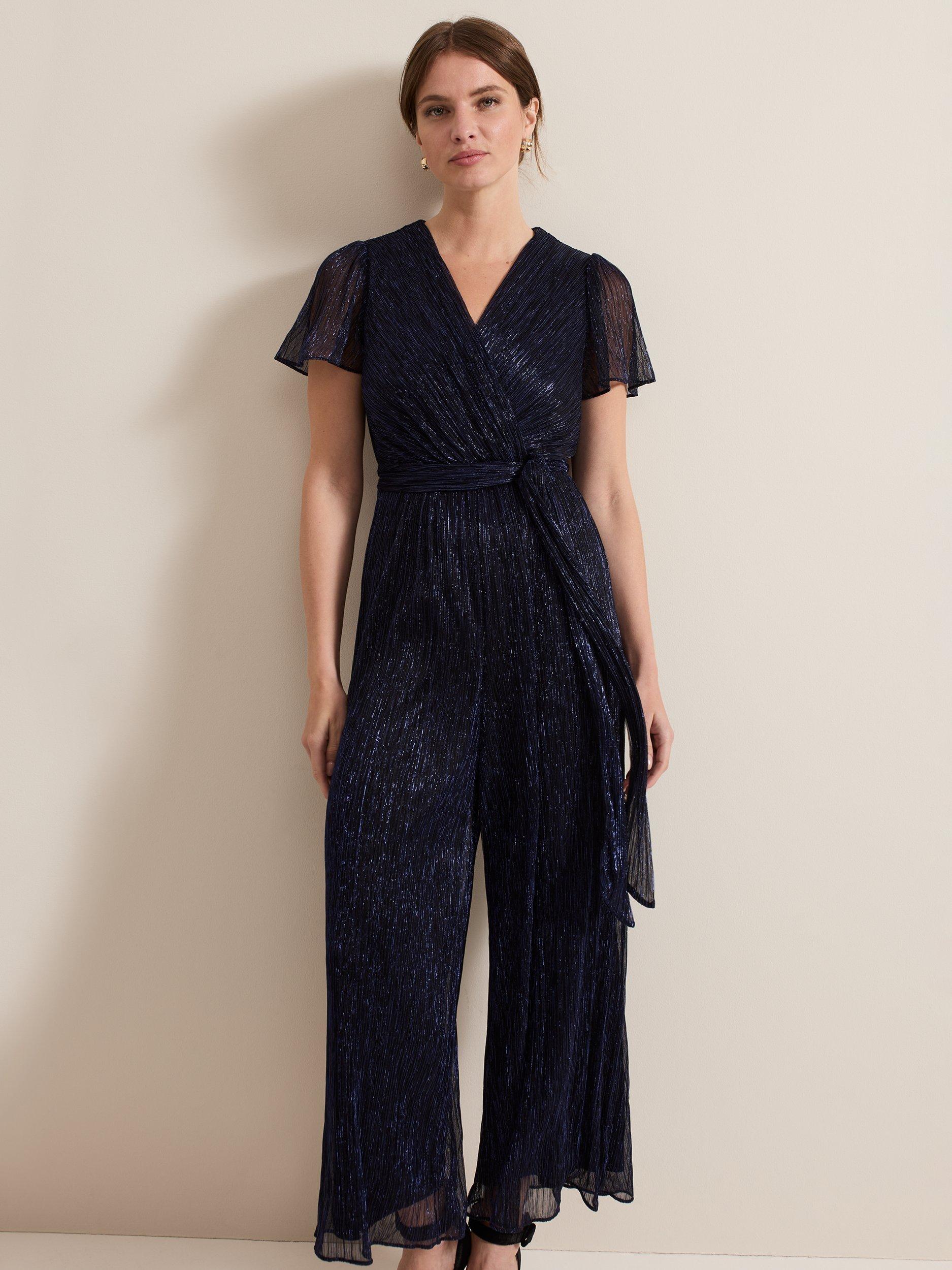Product image 3 of 7, which shows Phase Eight Petite Stella Jumpsuit, Navy, 18