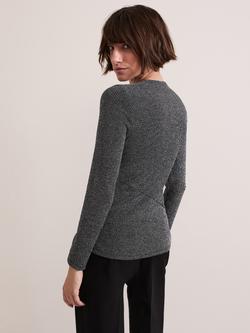 Phase Eight Clarissa Metallic Top, Silver - view 2, Silver