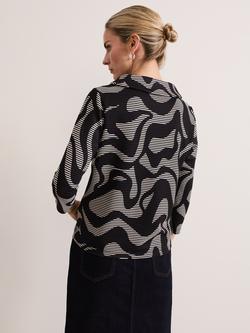 Phase Eight Rena Swirl Print Top, Black/Stone - view 2, Black/Stone