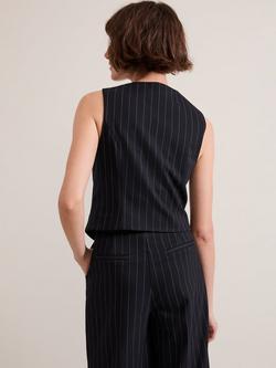 Phase Eight Pia Pinstripe Waistcoat, Navy - view 2, Navy