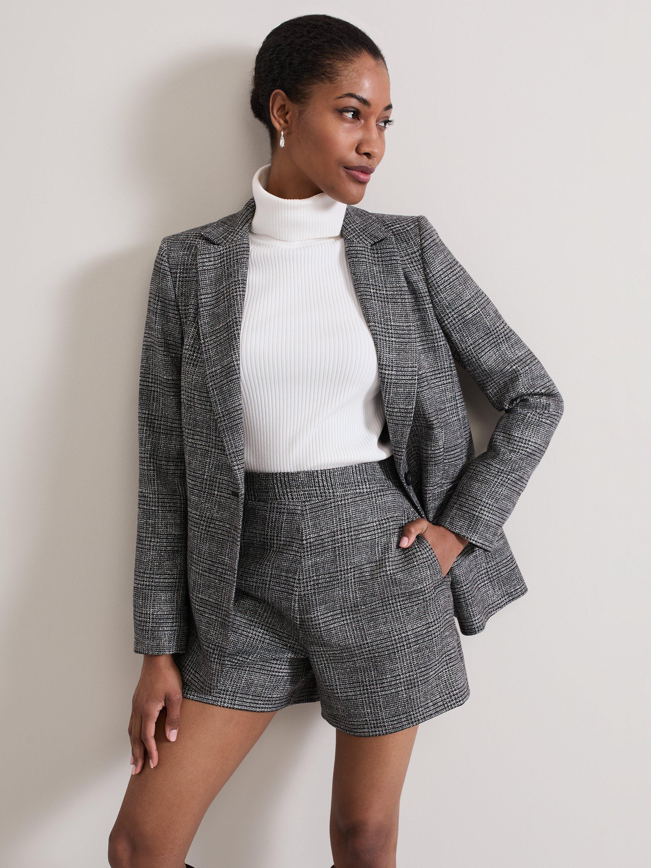 Phase Eight Evie Prince of Wales Check Blazer Grey