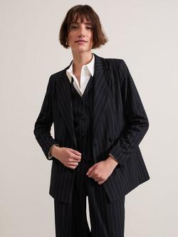 Phase Eight Pia Pinstripe Double Breasted Blazer, Navy, Navy