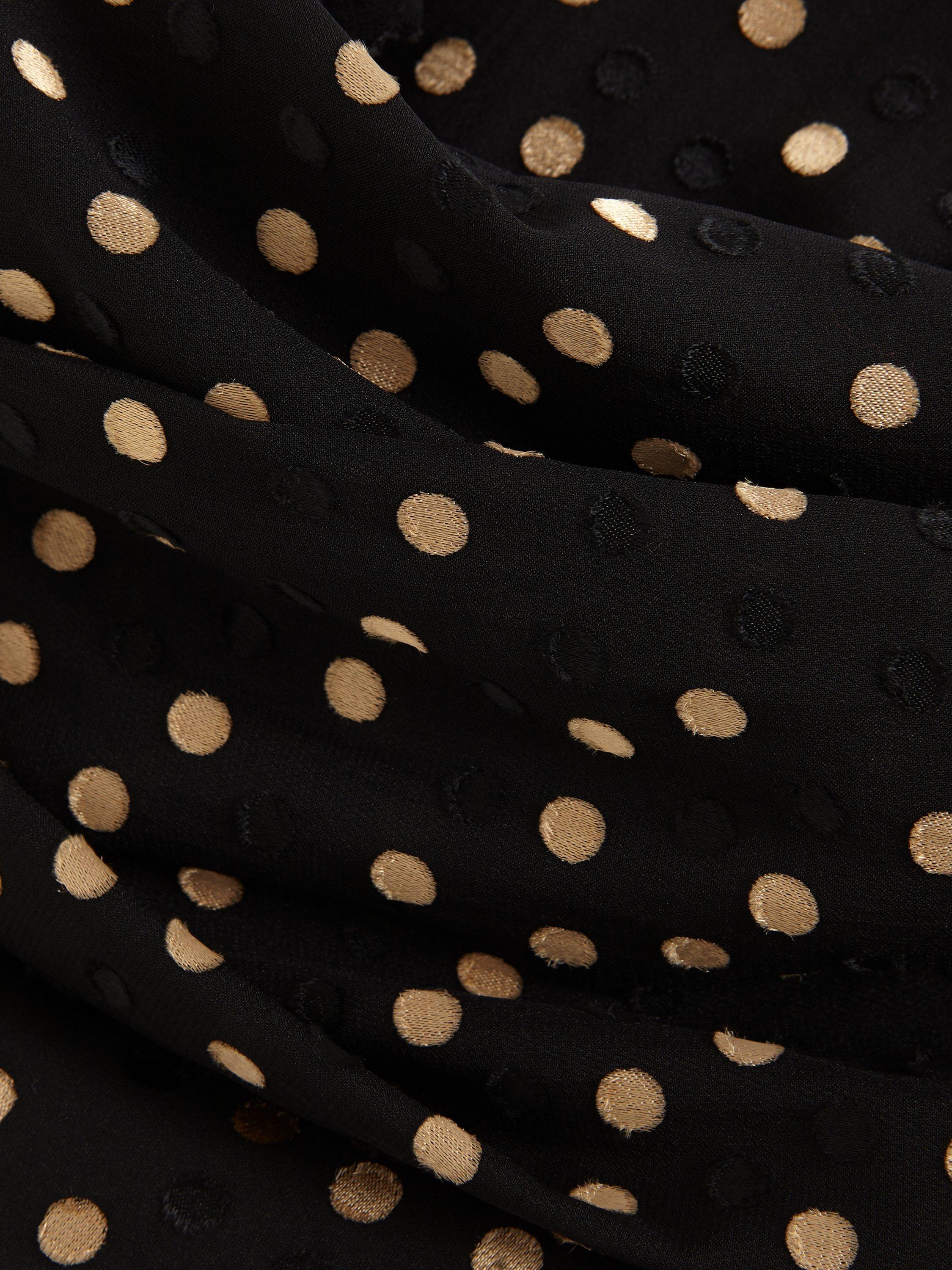 Product image 6 of 10, which shows Phase Eight Jacey Polka Dot High Neck Blouse, Black/Gold, 10