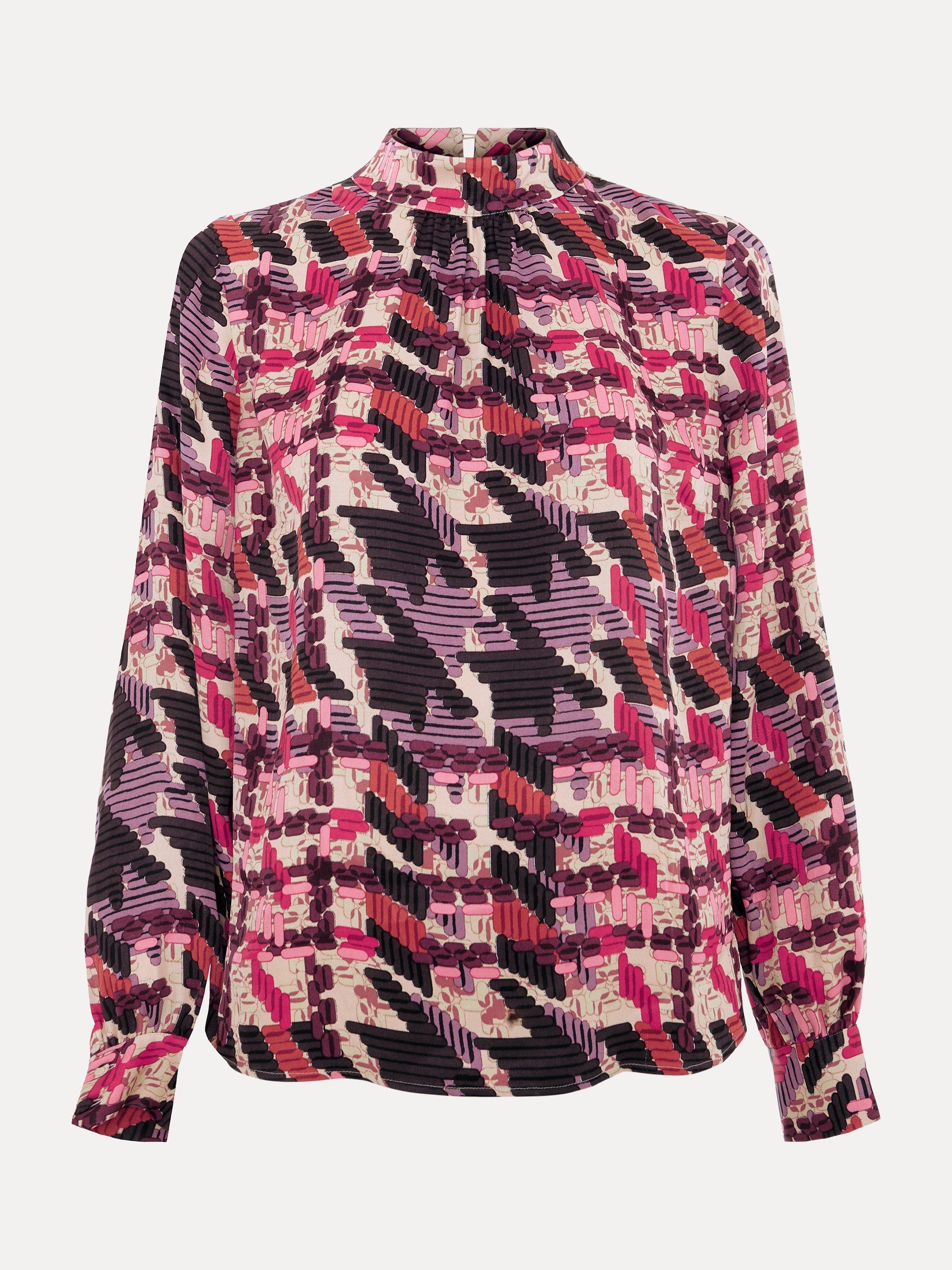Product image 5 of 8, which shows Phase Eight Lyla Dogtooth Satin Blouse, Multi, 10