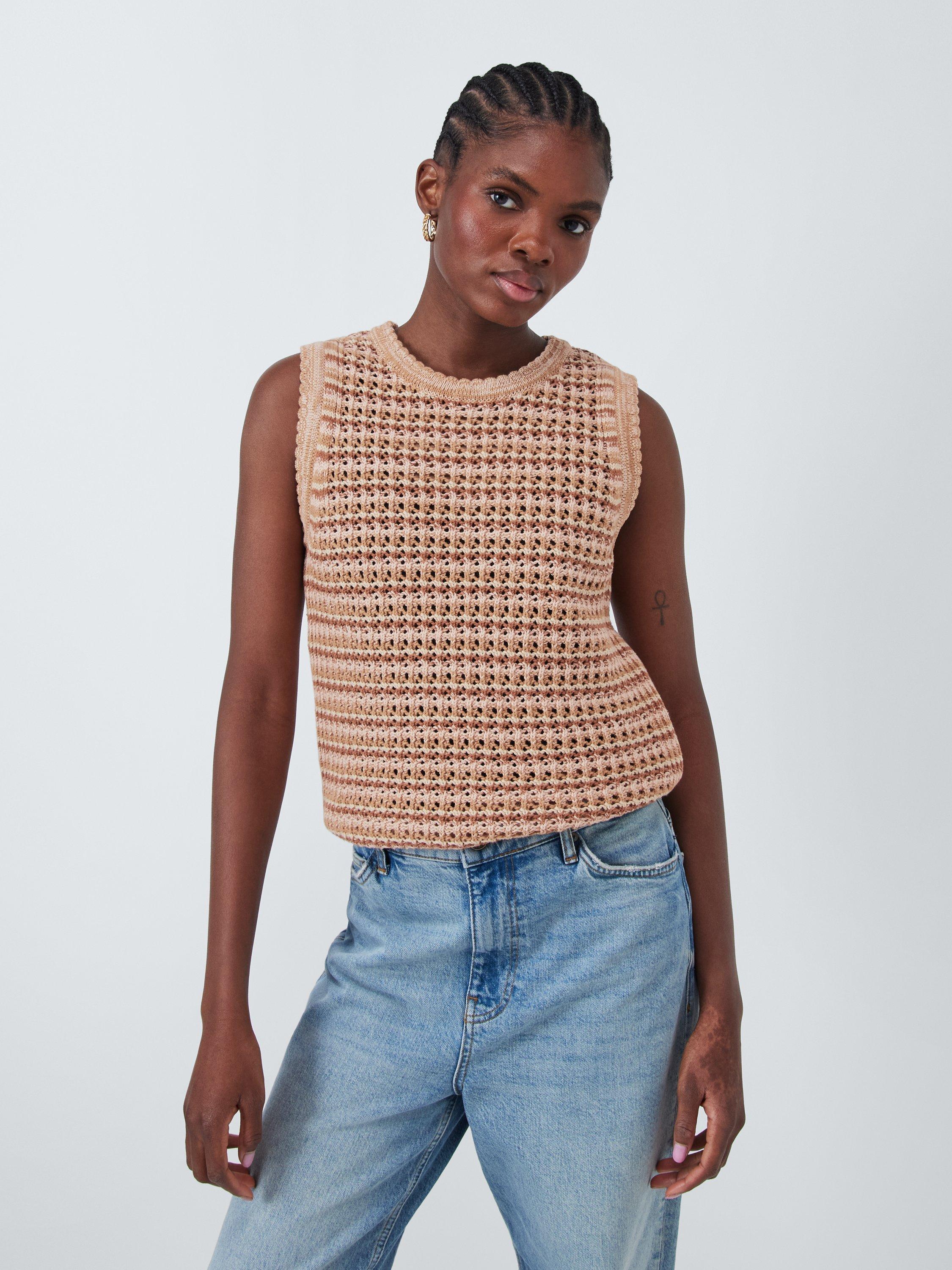 Product image 1 of 7, which shows AND/OR Kira Stripe Tank Top, Pink Stripe, M