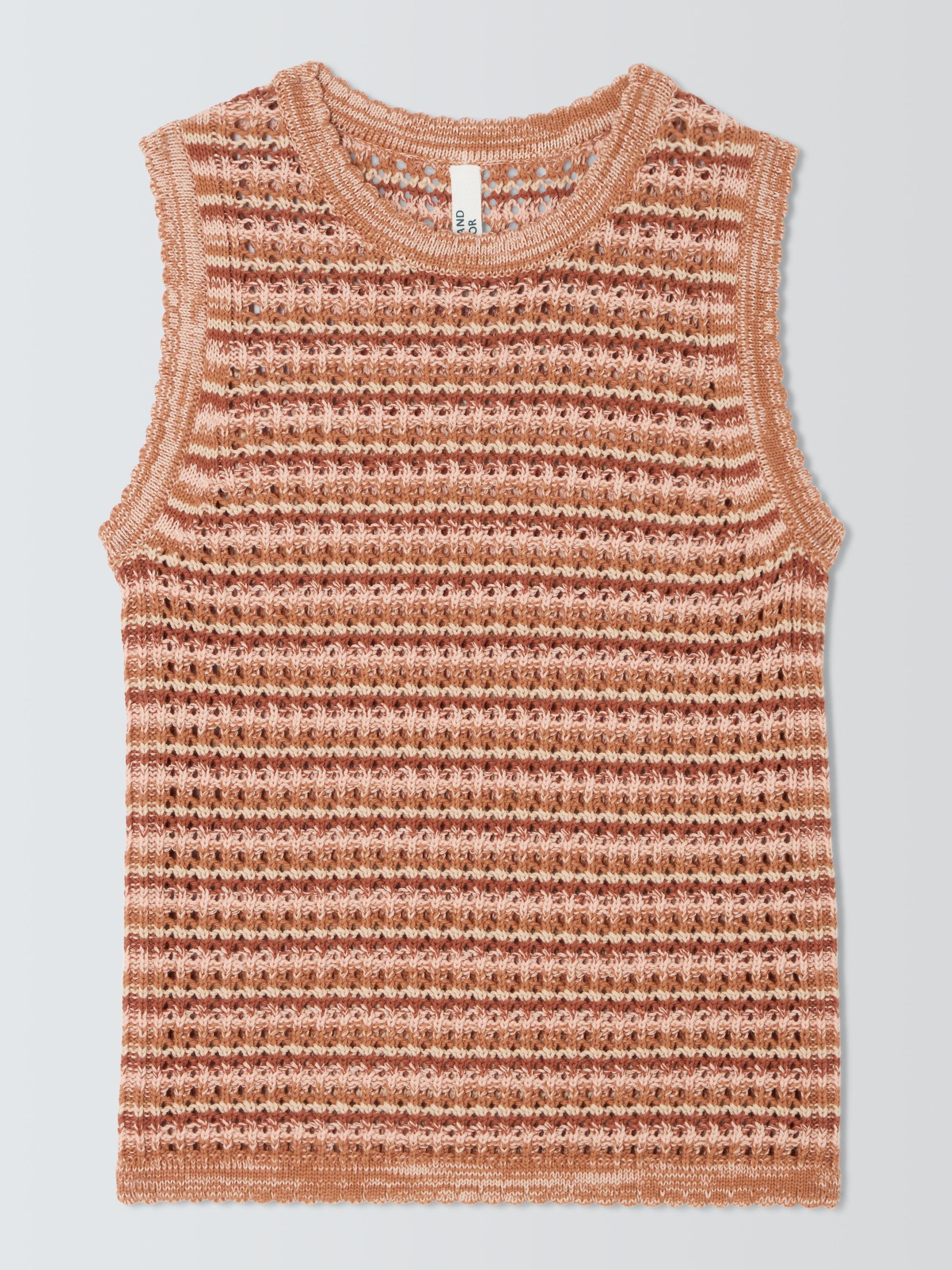 Product image 4 of 7, which shows AND/OR Kira Stripe Tank Top, Pink Stripe, M