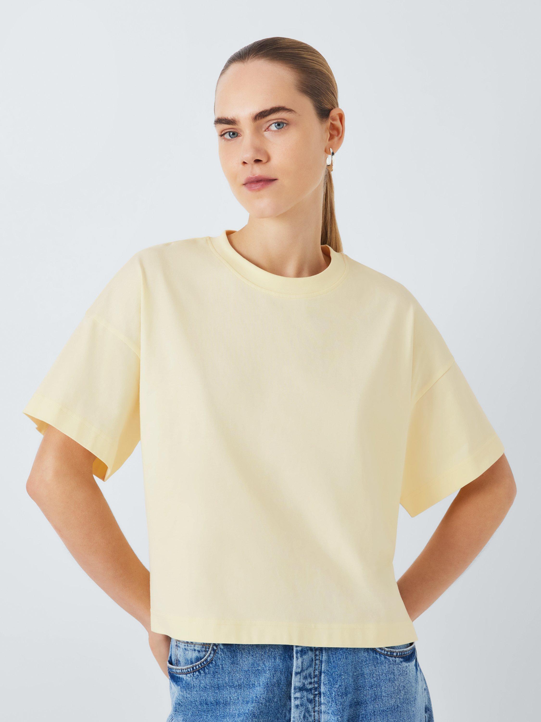 Product image 1 of 6, which shows John Lewis ANYDAY Cotton Boxy Fit T-Shirt, Yellow, L