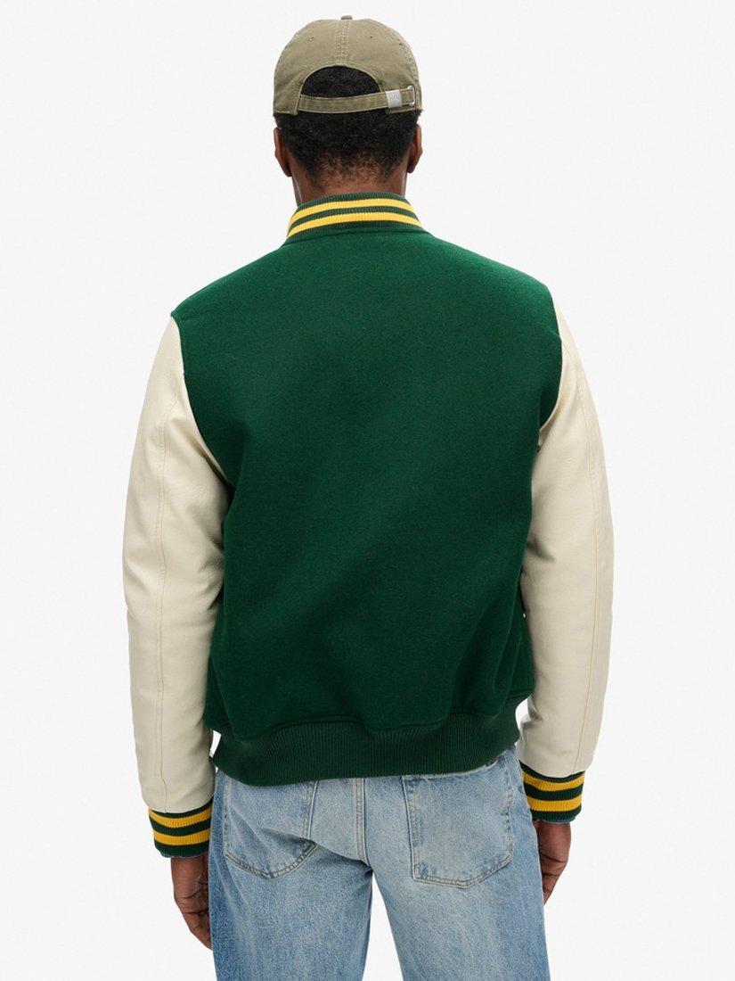 Product image 2 of 6, which shows Superdry Varsity Bomber Jacket, Pine Green, S