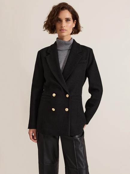 Phase Eight Kiana Double Breasted Wool Blend Blazer, Black, Black