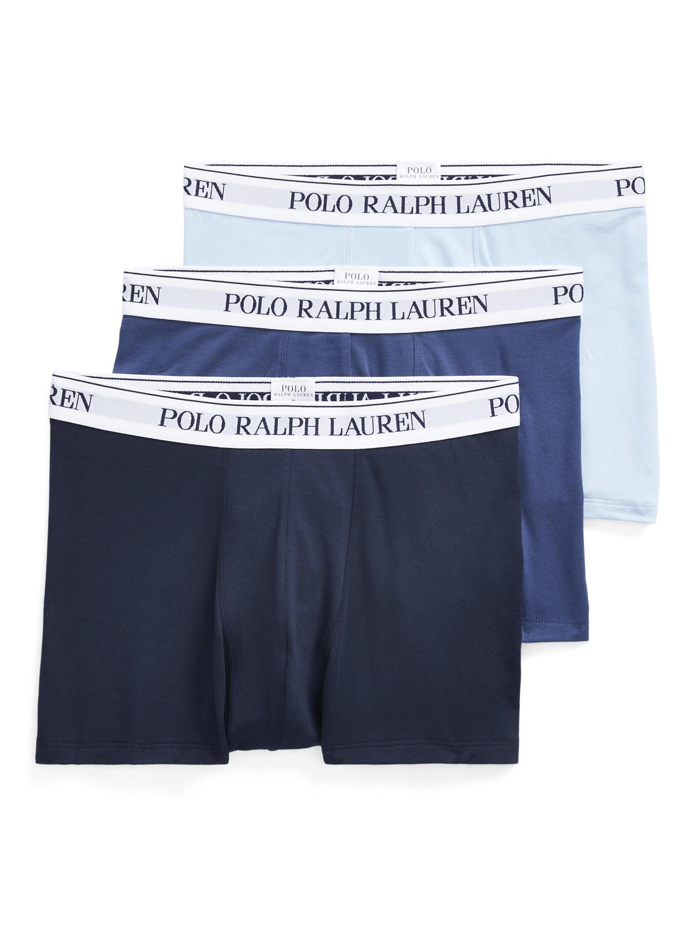 Polo Ralph Lauren Stretch Cotton Trunks Pack of 3 Blue Multi