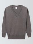 John Lewis V-Neck Metallic Knit Jumper, Dark Silver