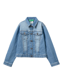 Benetton Kids' Oversized Denim Jacket, Mid Blue