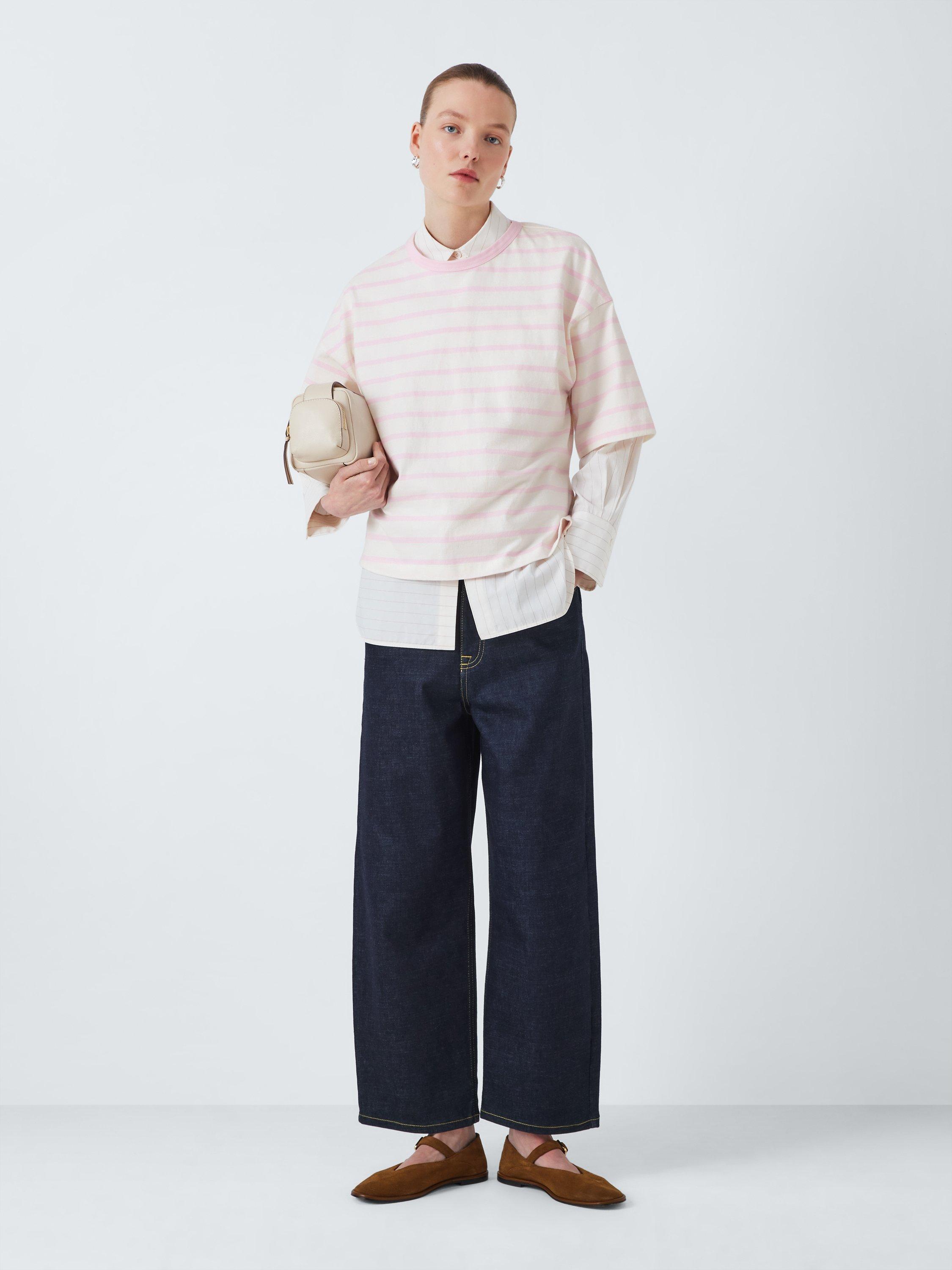 Product image 3 of 6, which shows John Lewis Cotton Stripe T-Shirt, Pink, 12